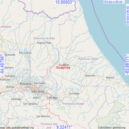 Guápiles on map