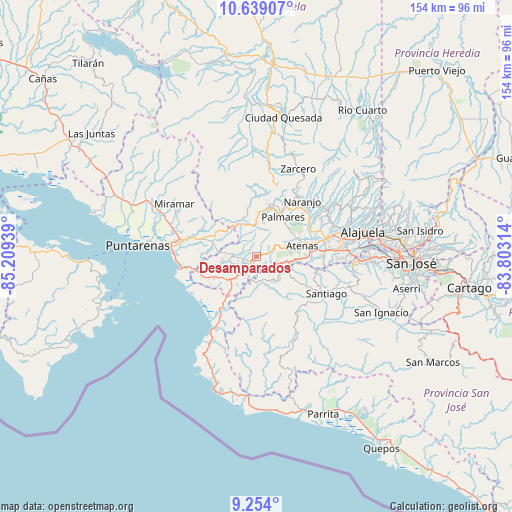 Desamparados on map