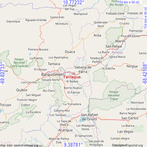 Yaritagua on map