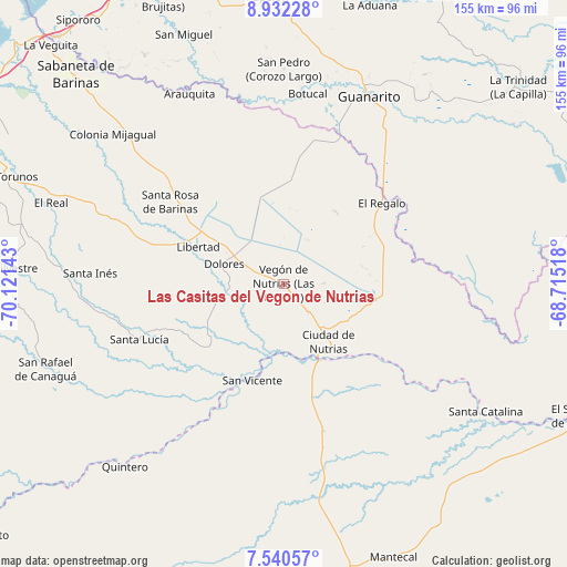 Las Casitas del Vegon de Nutrias on map