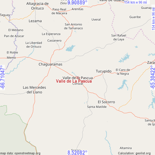Valle de La Pascua on map
