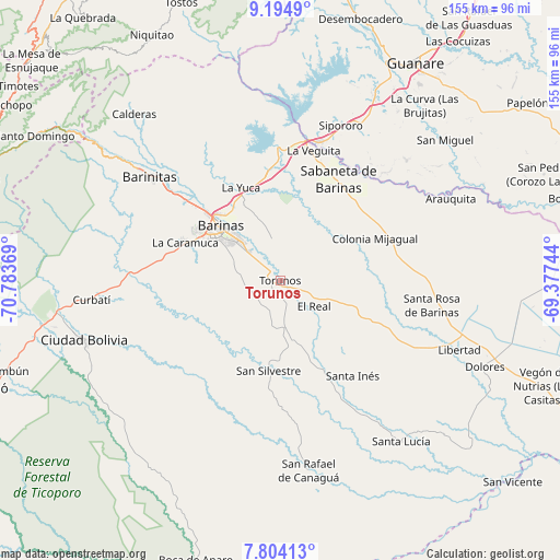 Torunos on map