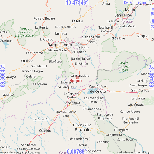 Sarare on map