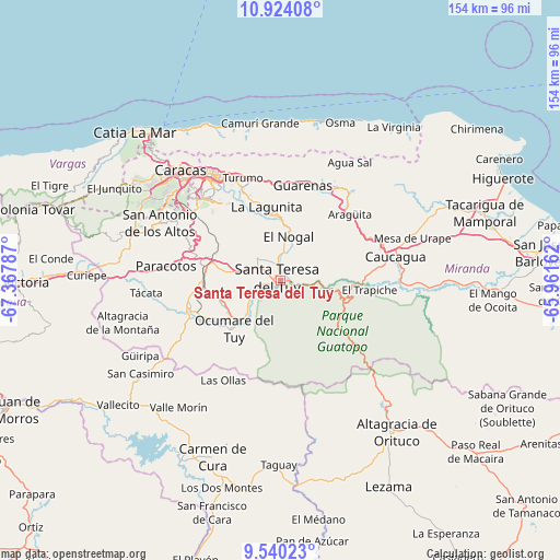 Santa Teresa del Tuy on map