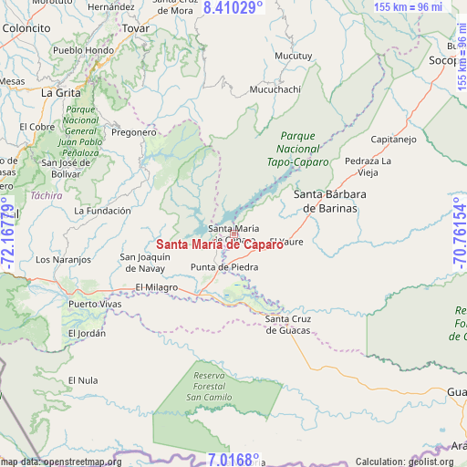 Santa María de Caparo on map