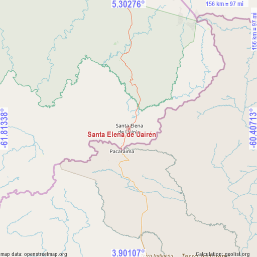 Santa Elena de Uairén on map