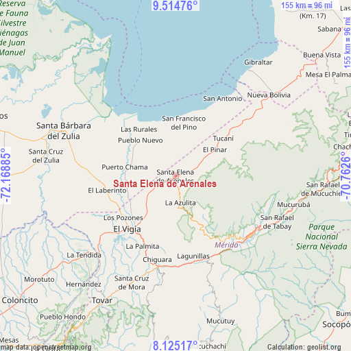 Santa Elena de Arenales on map