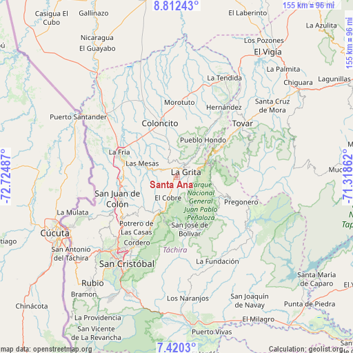Santa Ana on map