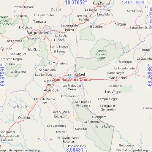 San Rafael de Onoto on map