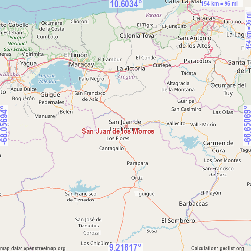 San Juan de los Morros on map