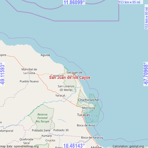 San Juan de los Cayos on map