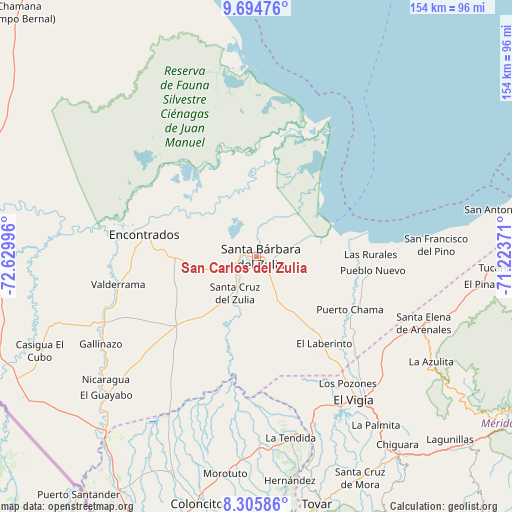 San Carlos del Zulia on map