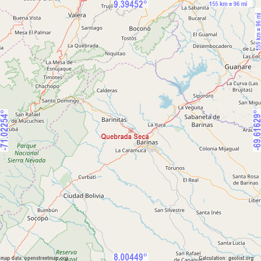 Quebrada Seca on map