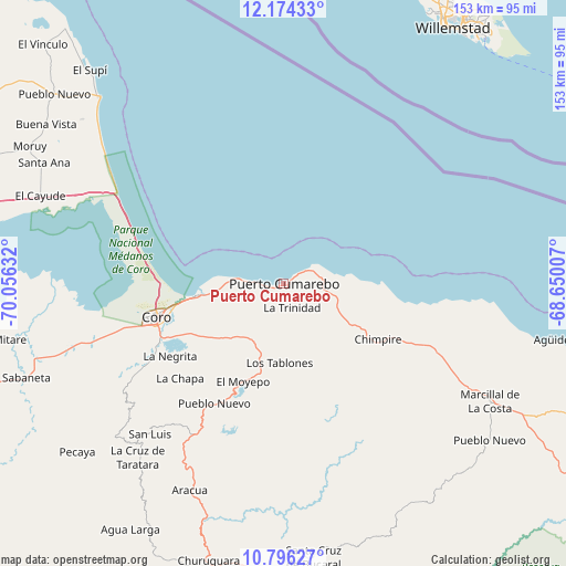 Puerto Cumarebo on map