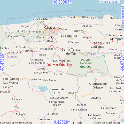 Ocumare del Tuy on map