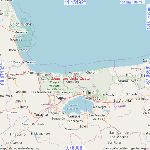 Ocumare de la Costa on map