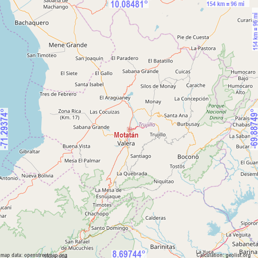 Motatán on map