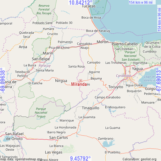 Miranda on map