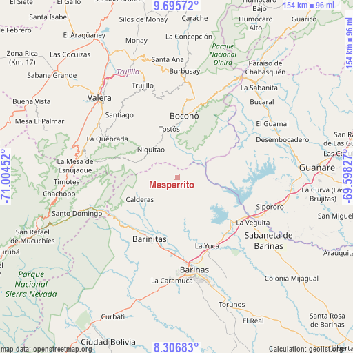 Masparrito on map