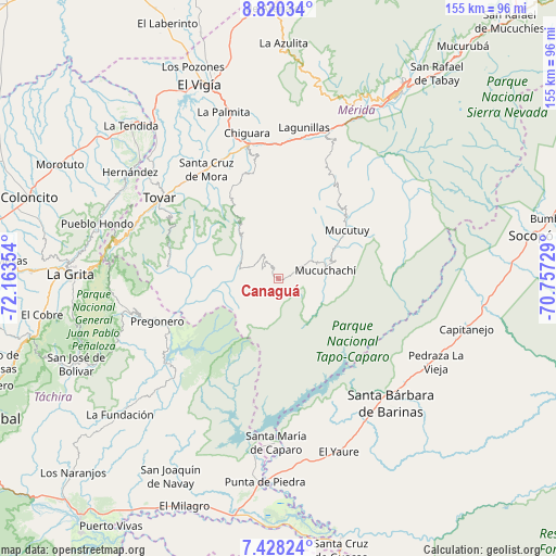 Canaguá on map