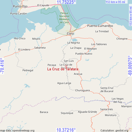 La Cruz de Taratara on map
