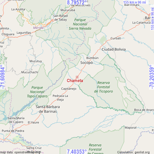 Chameta on map