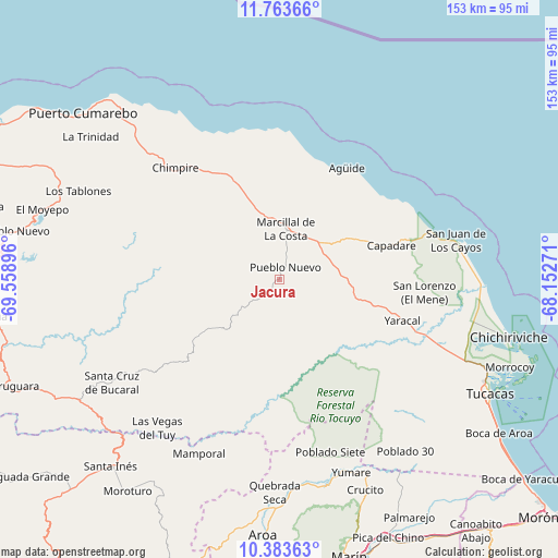 Jacura on map
