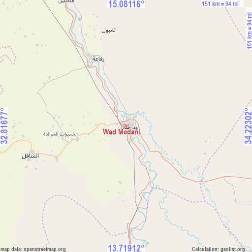 Wad Medani on map