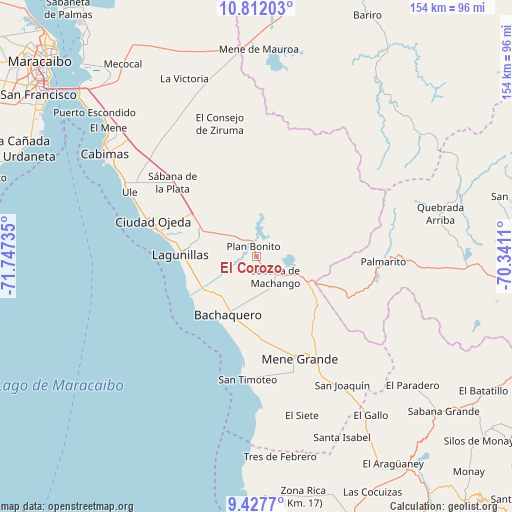 El Corozo on map