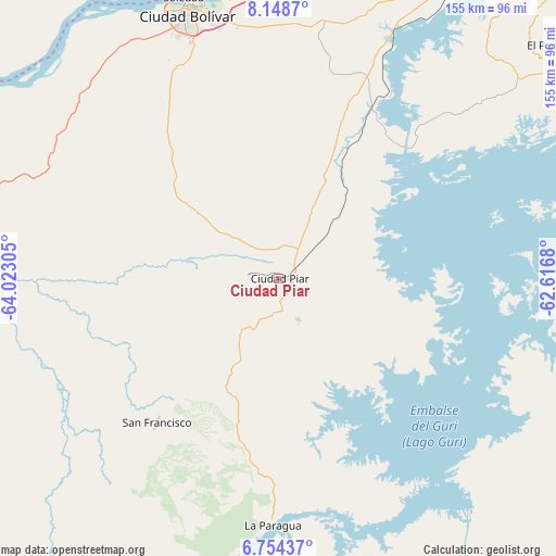 Ciudad Piar on map