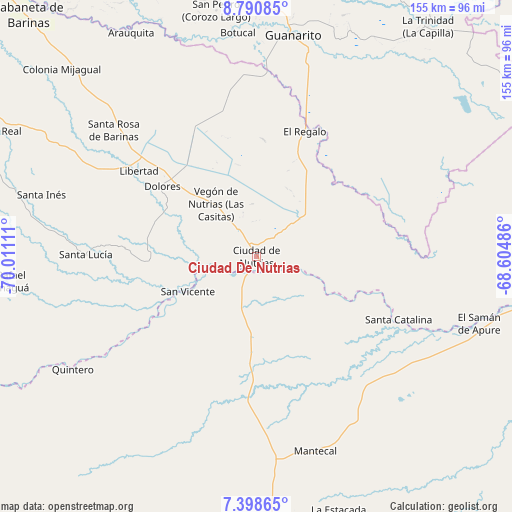 Ciudad De Nutrias on map