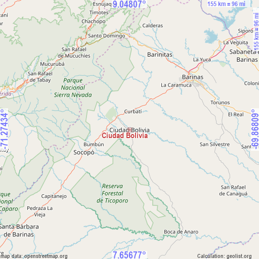 Ciudad Bolivia on map