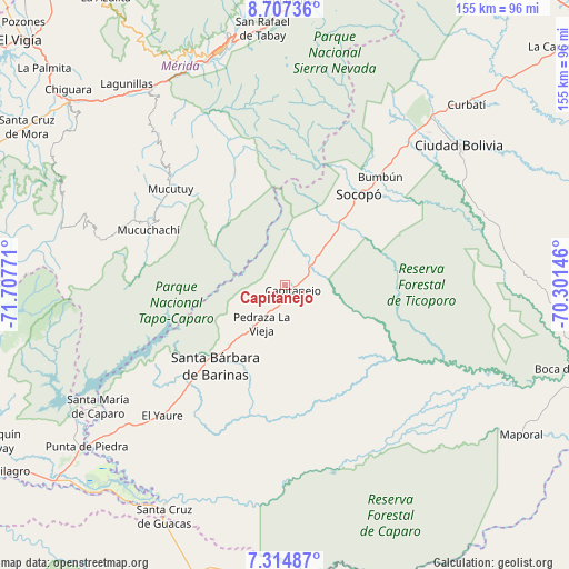 Capitanejo on map