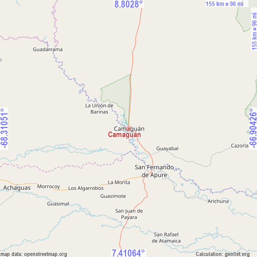 Camaguán on map