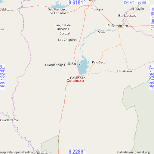 Calabozo on map
