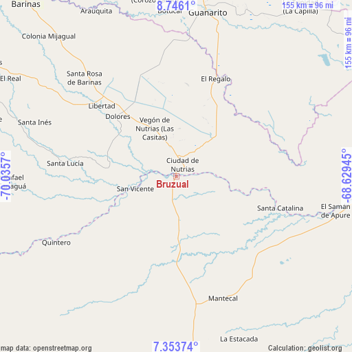 Bruzual on map