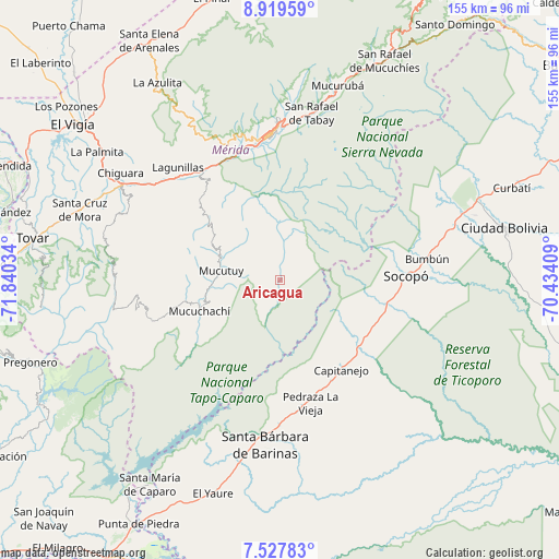 Aricagua on map