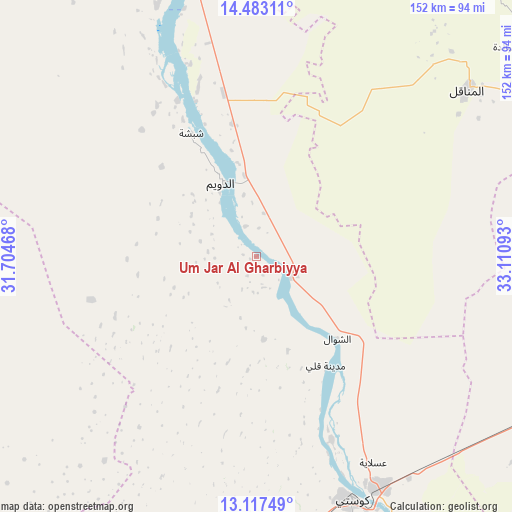 Um Jar Al Gharbiyya on map