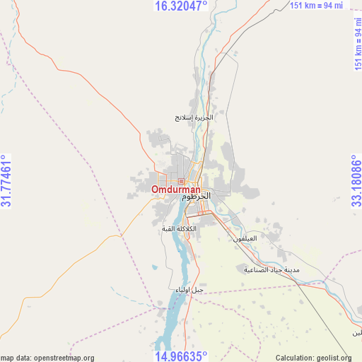 Omdurman on map