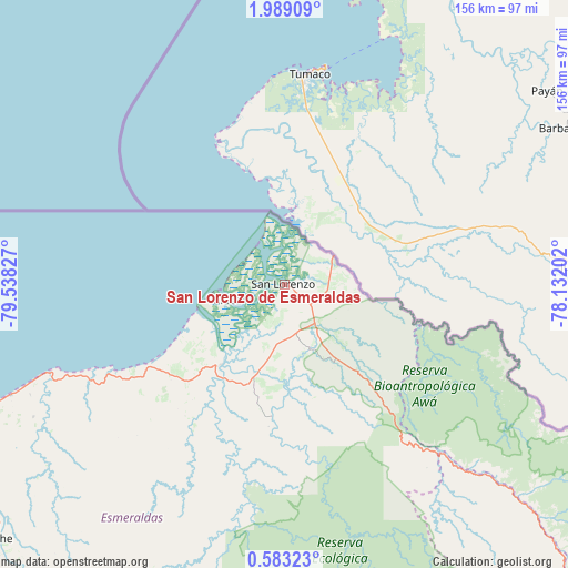 San Lorenzo de Esmeraldas on map