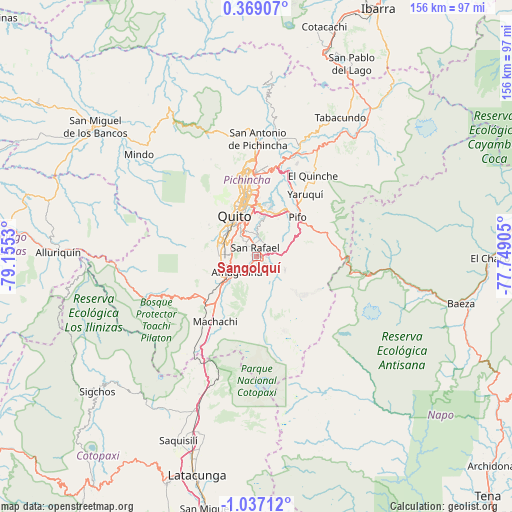 Sangolquí on map