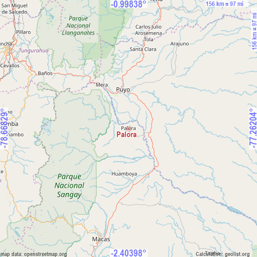 Palora on map