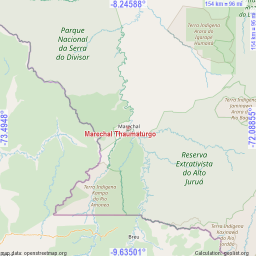 Marechal Thaumaturgo on map