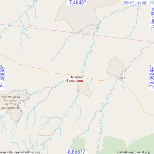 Tarauacá on map