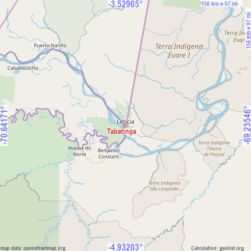 Tabatinga on map