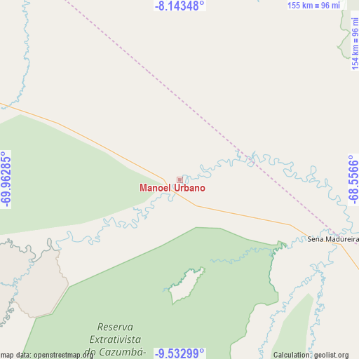 Manoel Urbano on map