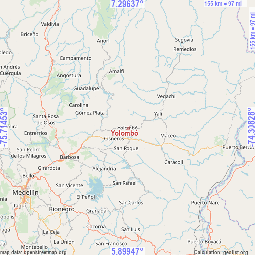 Yolombó on map
