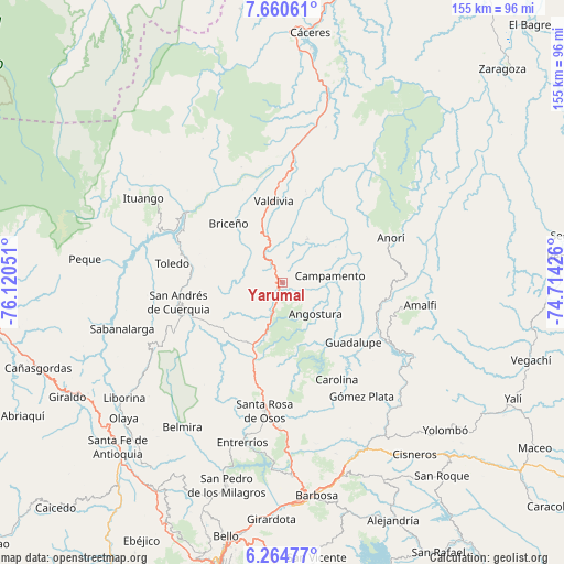 Yarumal on map