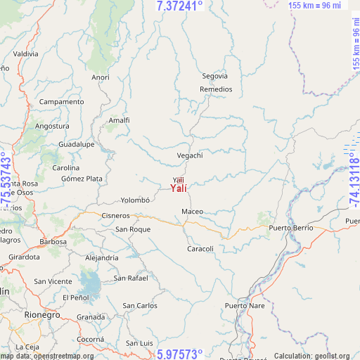 Yalí on map