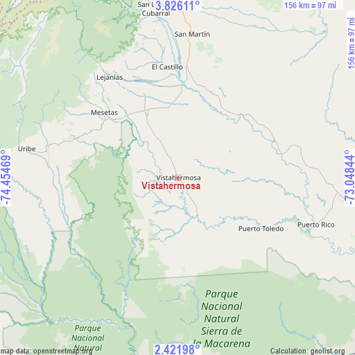 Vistahermosa on map